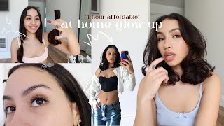 at home glow up transformation ♡ cutting my hair short, nails, new fall clothing haul, lashes