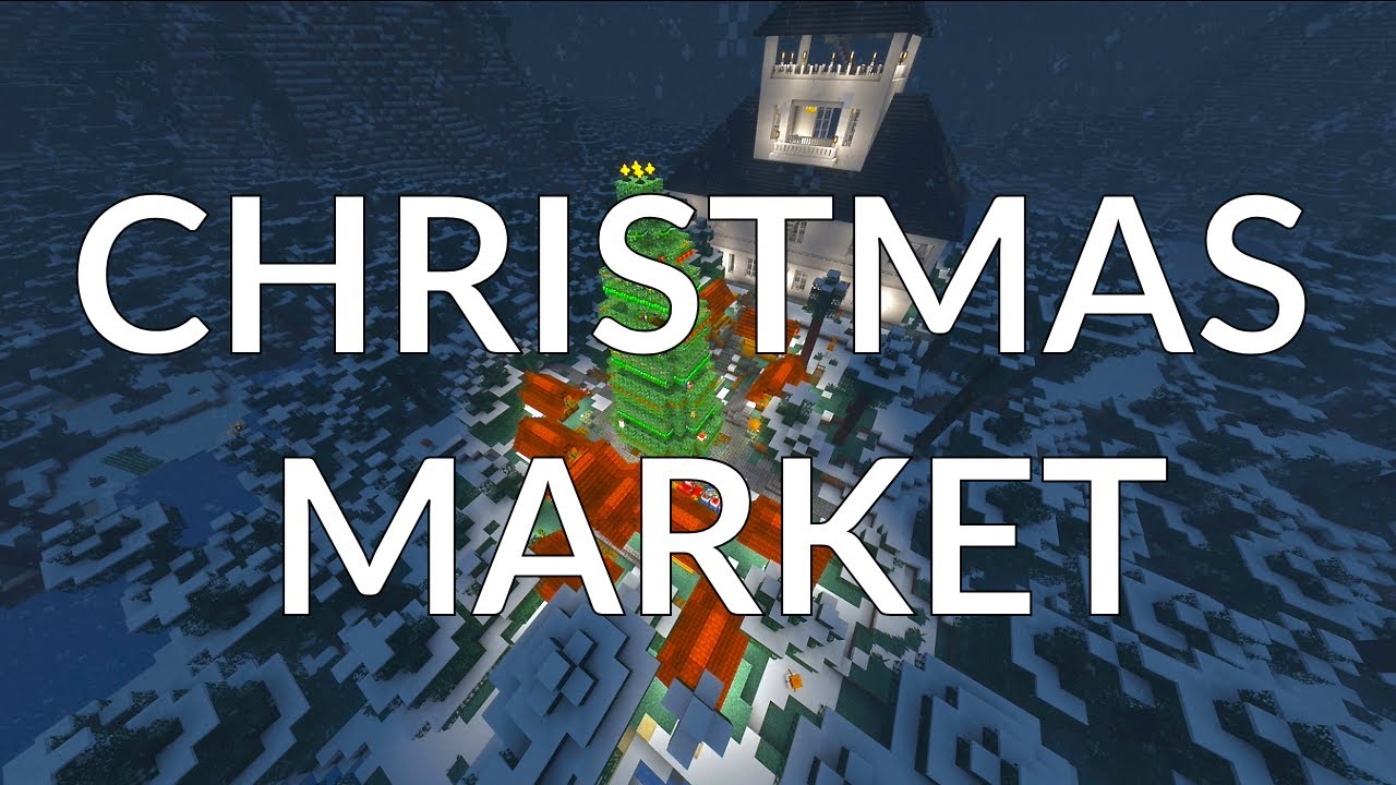 A Cozy Christmas Market in a Snowy Minecraft Village