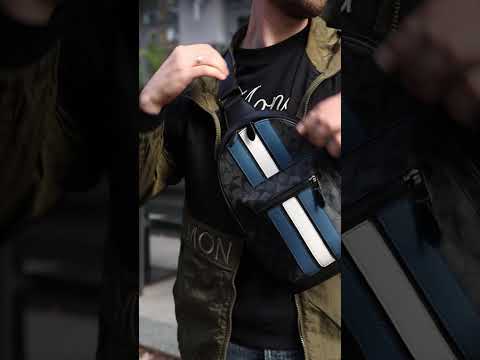 Сумка чоловіча West Pack In Signature Canvas With Varsity Stripe, видео 1