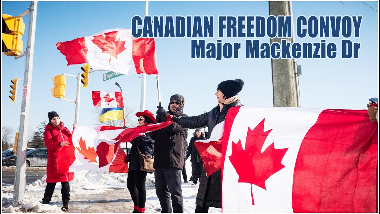 Neighborhood Convoy Freedom  Protest -  Major Mackenzie Dr - Toronto Sunday Feb 6