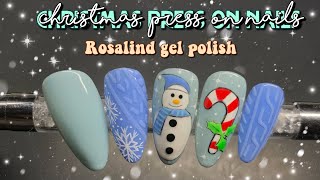 CHRISTMAS PRESS ON NAILS SWEATER , CANDY CANE &amp; SNOWMAN NAIL ART || ROSALIND GEL POLISH