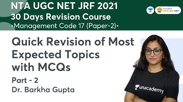 Quick Revision of Most Expected Topics with MCQs | UGC NET-JRF 2021 | Management | Dr. Barkha Gupta