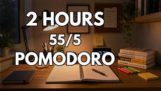 2 Hour Study With Me | 55/5 Pomodoro | Deep Focus Music