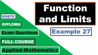 Function and Limits (Example 27) | MSBTE - Diploma | Applied Mathematics