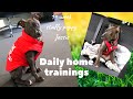 American Staffordshire puppy Jessie (14-weeks old) - daily home trainings and fun