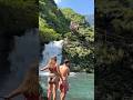 Two Beautiful Girls Jumping Off The Waterfall Cliffjumping Travel 