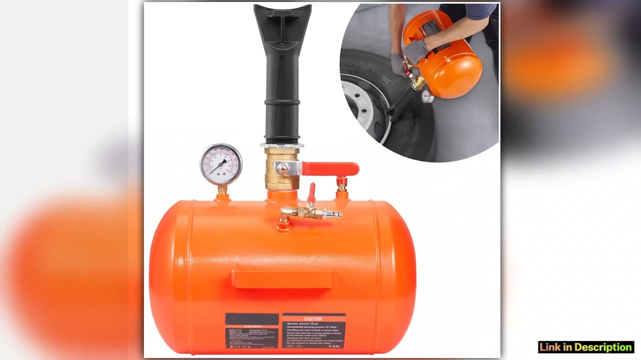 SucceBuy Tire Bead Blaster 5 Gallon19L Capacity Includes Pressure Gauge Handle 145 PSI Max