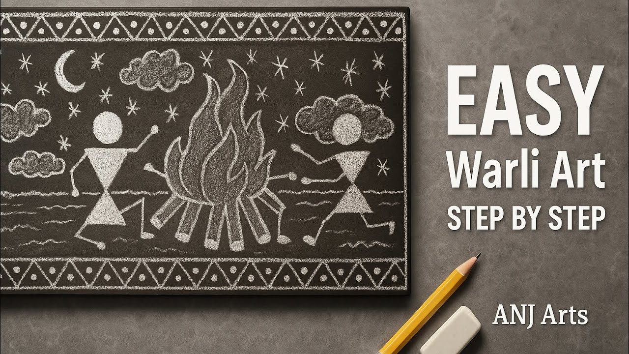 "Warli Art Tutorial for Beginners- Step by Step - Easy triabal drawing