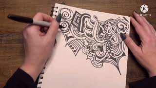 ASMR The First Page of My New Doodle Journal | Sharpie Marker | Relaxation 2 (no talking)