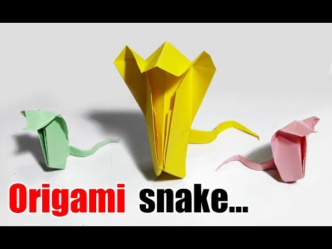 พับงู พับงูแผ่แม่เบี้ย พับงูกระดาษ origami snake