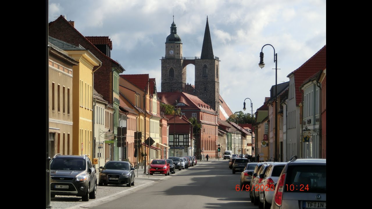 Jüterbog.Через город по главной улице. Дорога (В102)6.09.2020