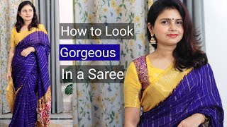 How To Look Gorgeous In A Saree Saree Styling Tips Saree Looks Momatiara