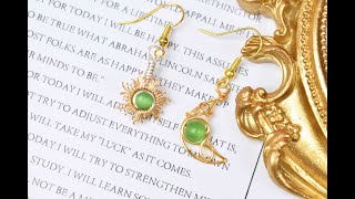 Wire Wrapped Sun and Moon Earrings