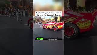 Sam frank got excited when she saw lightning McQueen #samfrank #disney