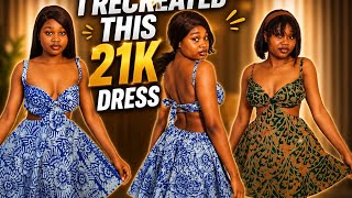 I Recreated TikTok Backless Halter Neck Dress in 30 Minutes 😳 | Adire Summer Outfit Transformation