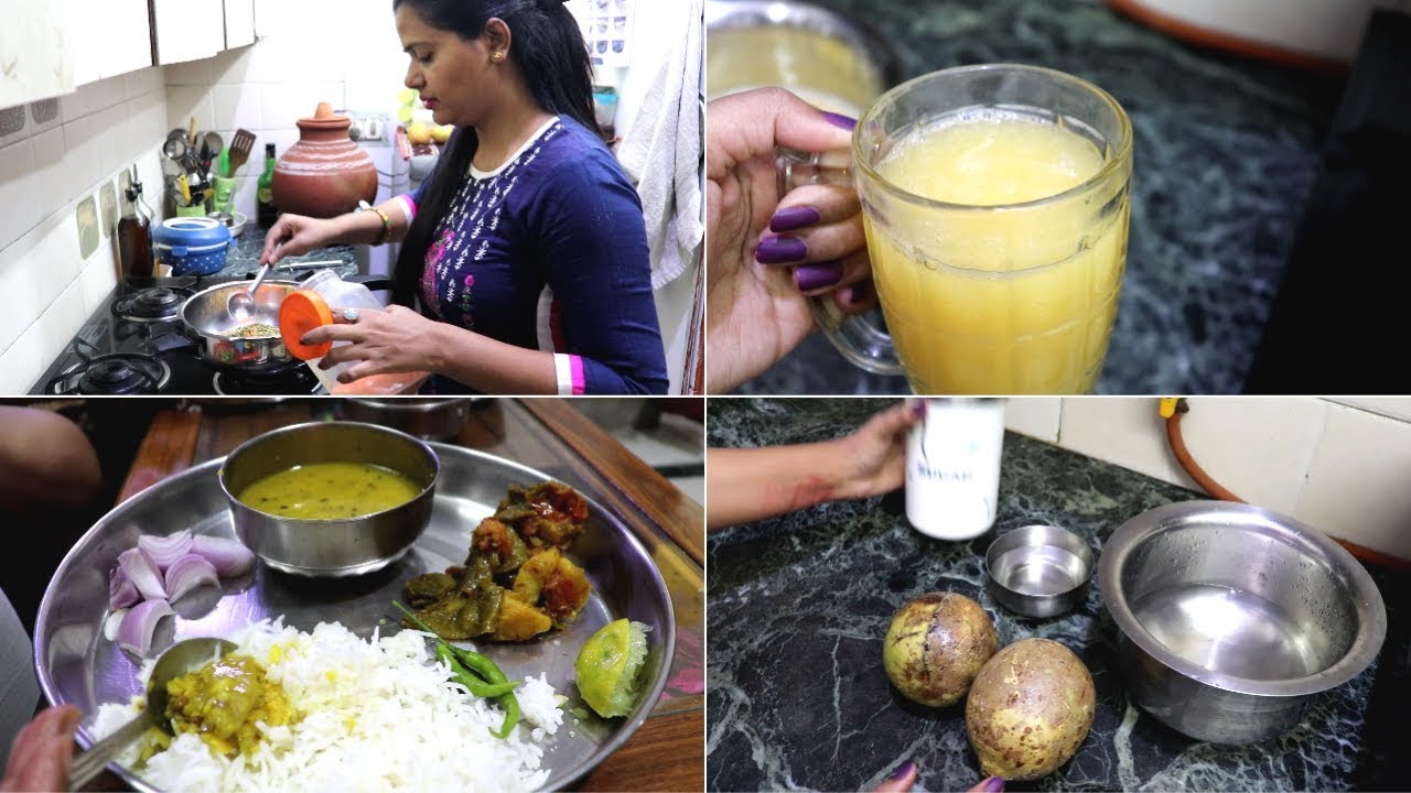 Indian Mom Daily Routine || Simple lunch routine|| Same ki phali sabji ||Bel ka sarbat, summer drink