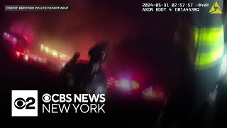 Dramatic video of mother & children rescued from burning home in New York