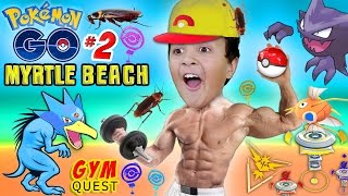 POKEMON GO to MYRTLE BEACH! Gym Battle Quest & Cockroach Attack! XP LEVEL UP w/ FGTEEV Pt 2 Gameplay