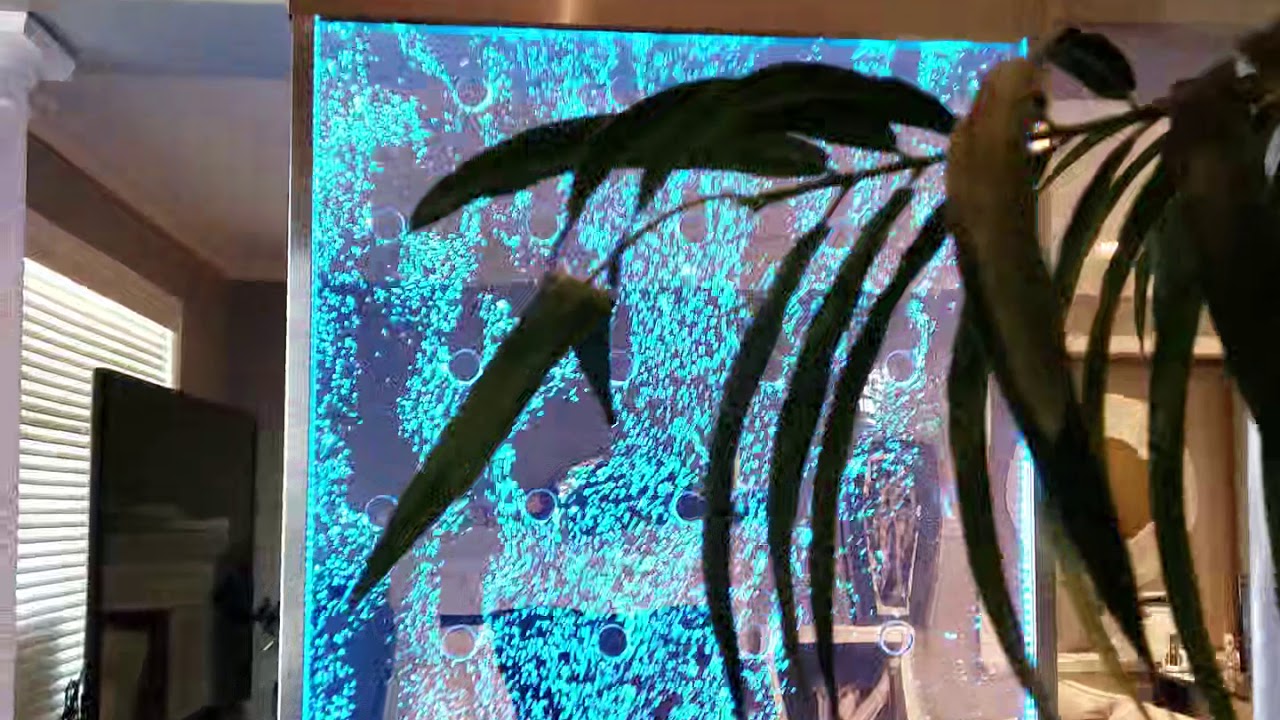 LED Bubble Wall - Brushed Stainless Steel - WaterfallDecor.com - Canada