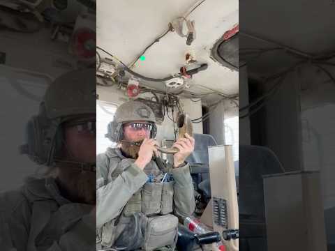 IDF Soldier Sounding Shofae Inside Tank in Gaza