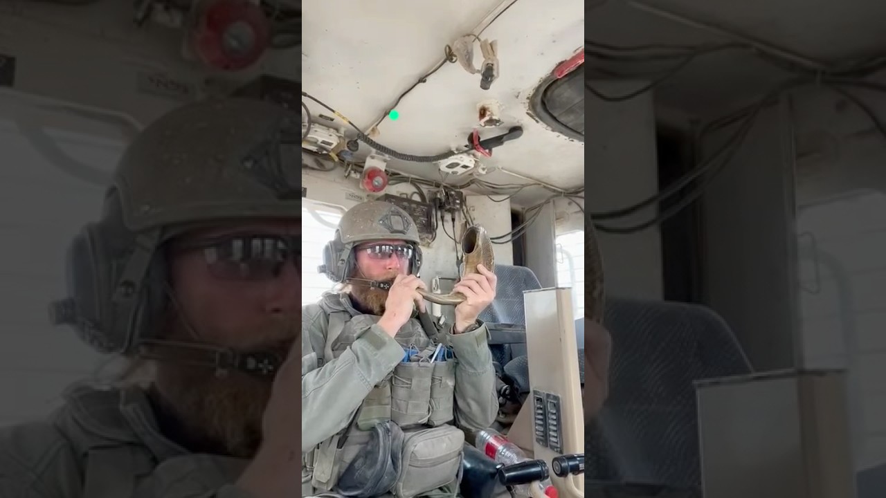 IDF Soldier Sounding Shofar Inside Tank in Gaza