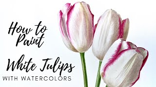 How to Paint White Tulip // Watercolor Painting Tutorial // White Flower Painting