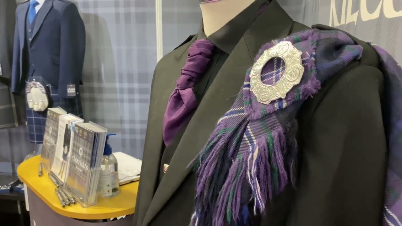 Black Modern Argyll Jacket, Modern Scotland Forever Tartan Kilt