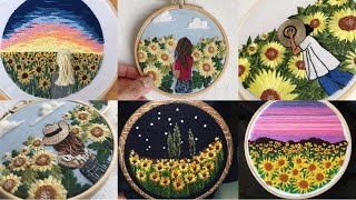 Diy sunflower embroidery patterns inspired by landscape embroidery for beginners screenshot 3