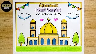 Menggambar Poster Hari Santri Yang Mudah Dan Simpel  Menggambar Poster Hari Santri Nasional 2025