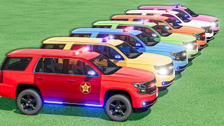 LONGEST TRANSPORT FLYING POLICE CARS CHEVROLET ALL COLORS | FS 22 screenshot 5