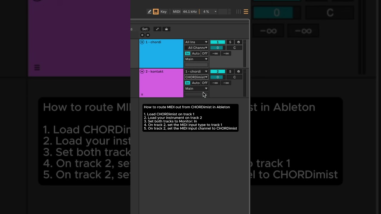 How to route MIDI out from CHORDimist in Ableton 
