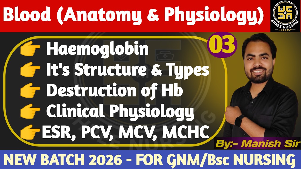 Part -03 Blood | Haemoglobin l it's Structure & Types | ESR, PCV, MCV, MCHC Explained | Manish Sir