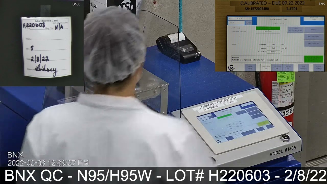 BNX N95 Mask Quality Control Review - Lot / Batch # H220603, Model H95W  - 02/08/22