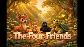 The Four Friends | Deer, Mouse, Crow & Tortoise Story | Moral Story for Kids
