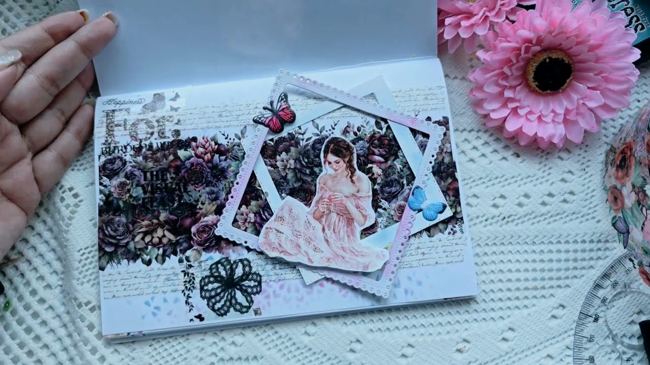 1 min Floral washi Spreads| Part 4 | Easy to make aesthetic journal and a scrapbook pages 