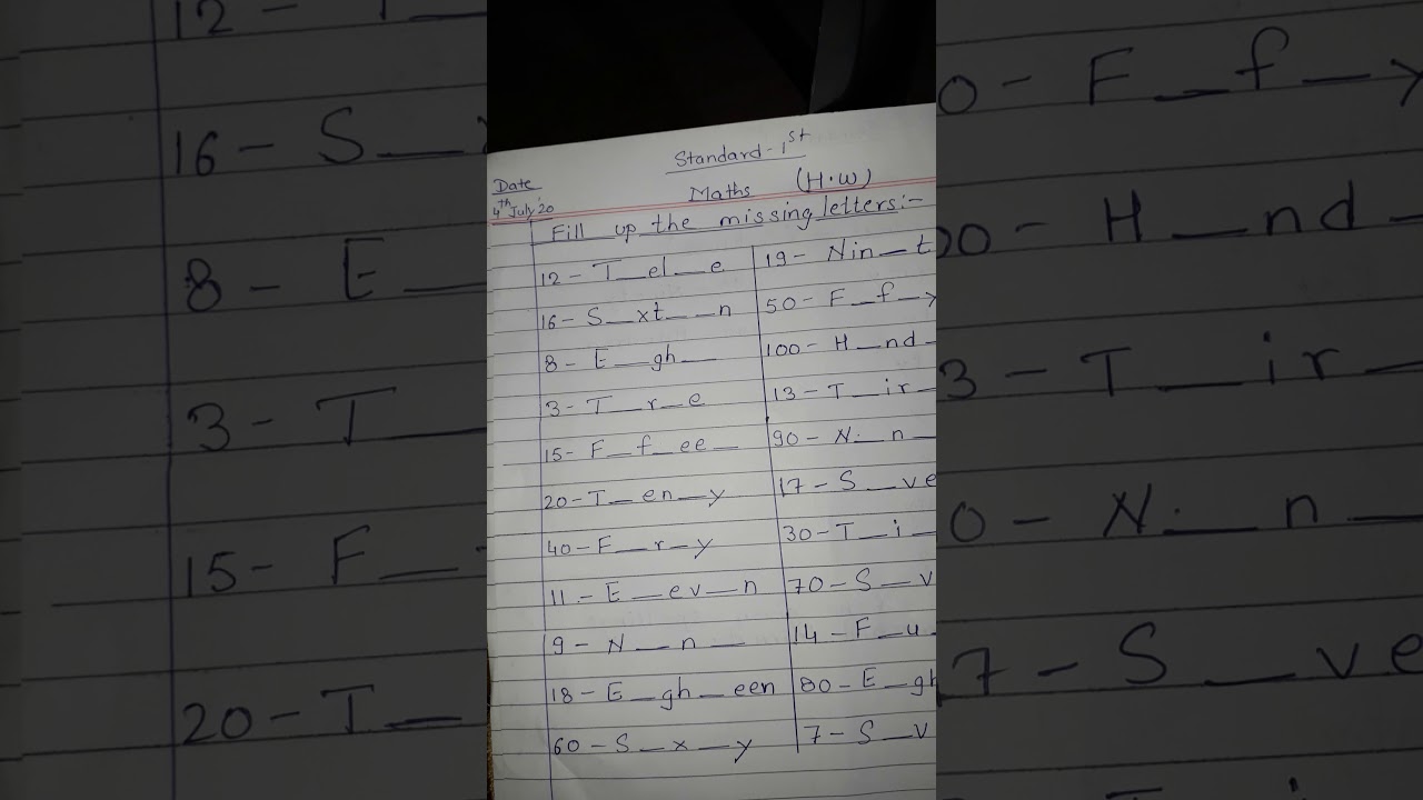 Fill in the missing letters homework for students - YouTube