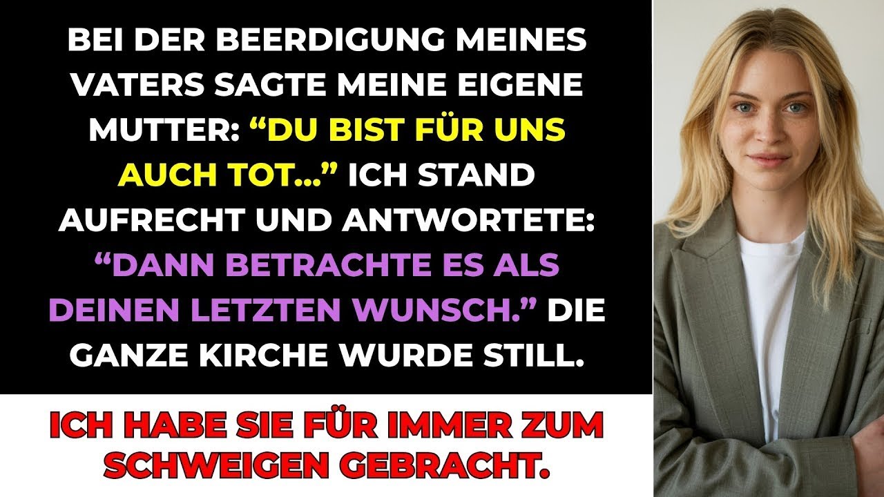 Ich hatte die Beerdigung meines Vaters geplant, organisiert und bezahlt. Doch als ich vor der Kirche stand, zeigte meine Mutter auf mich und schrie vor allen Trauergästen: „Monika ist für diese...