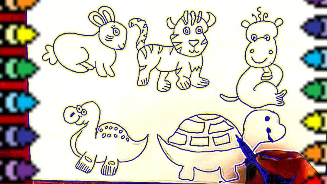 how to draw cute animals || easy animal drawing|| tortoise drawing|| rabbit drawing || dinosaur