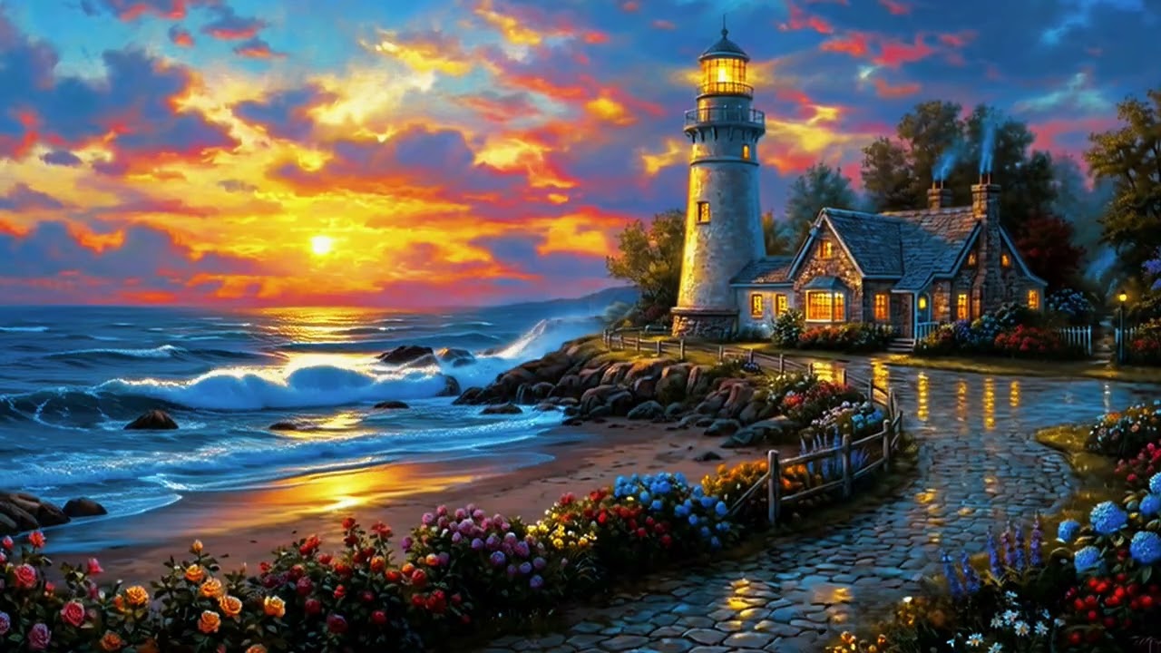 At the Edge of Dusk 🌅 | Lighthouse Dreams & Ocean Murmurs