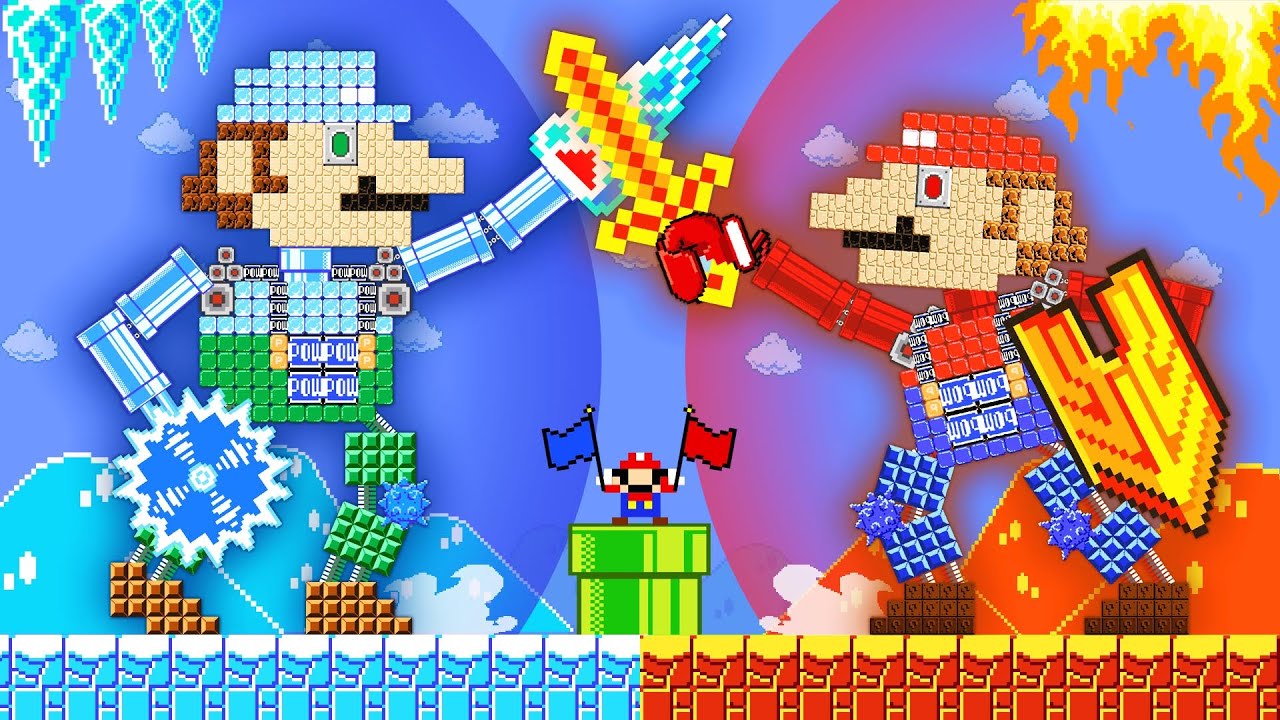 MARIO ROBOT BATTLE: If Mario Robot vs Luigi Robot but Mario Can Upgrade Myself?| POWER-UP MARIO