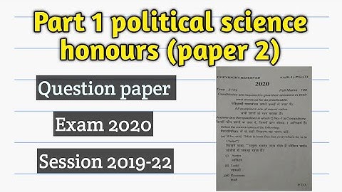 TMBU B.A Part 1 Political science honours (paper 2) | Exam 2020 | Session 2019-22 | #tmbu