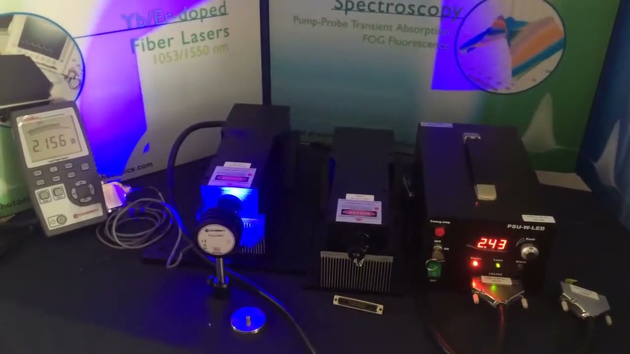 Blue laser 450nm up to 15 Watt with optional fiber output 400 um SMA-905 connector