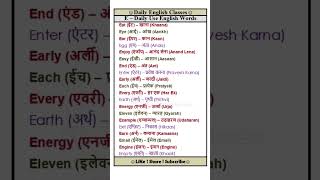 रोज़ाना बोलने वाले अंग्रेजी वाक्य | English Daily Used Words #shorts #english #learning #viral
