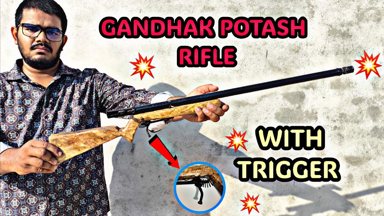 DIY gun - How To Make Gandhak Potash Rifle With Trigger 💥 | gandhak Potash gun | गंधक पोटाश बंदूक 🔫🤯
