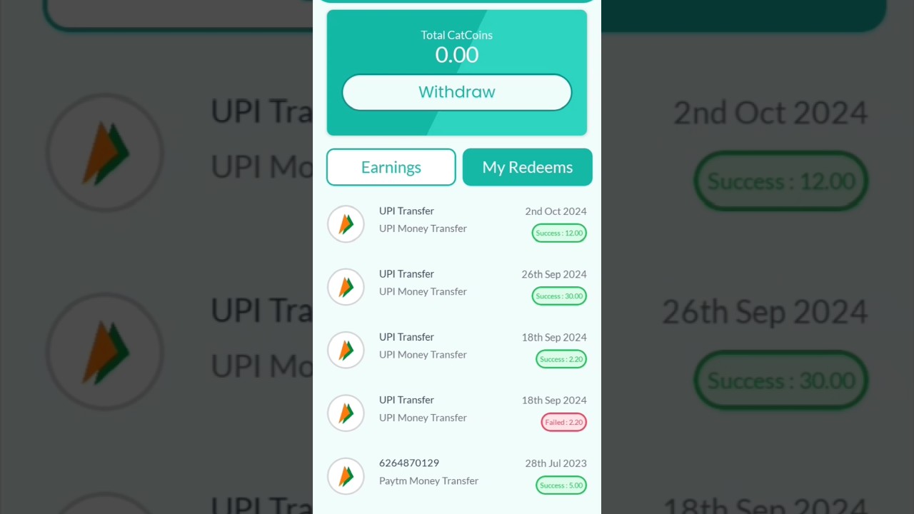 New earning app Catcash pement prof live 