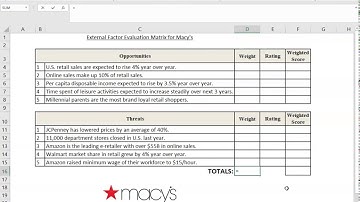 External Factor Evaluation Matrix (EFEM) example