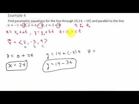 Finding Parametric Equations Through A Point And Parallel To A Line Youtube