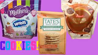 Mother’s Cookies w/ Nerds Candy, Tate’s Bake Shop Orange & Cream, Griesson Caramel Fudge Cookies
