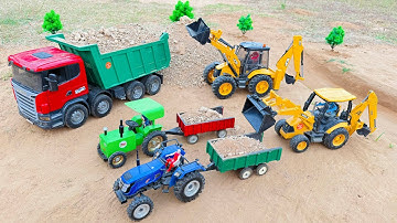 JCB 3DX fully loading river sand Tata truck 2518 | Sonalika rx60 Di | jcb cartoon gadi 