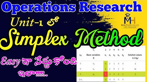 Simplex Method//Operation Research//B. Tech Maths//Maths Hub In Telugu